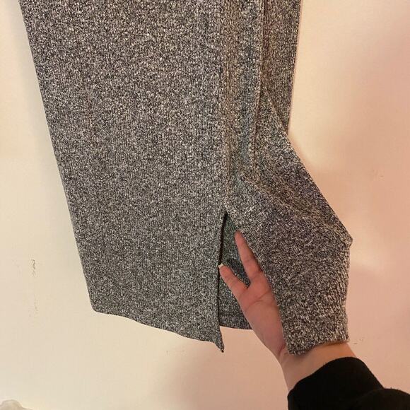 Better Be Marled Grey Knit Mock Neck Long Sleeve Split Front Bodycon Mini M - Picture 7 of 11